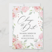 延期になったブライダルシャワーの日程 エレガントなソフトピンクのバラ 招待状 (正面)