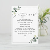 延期になった結婚式の計画 ユーカリのデザイン 案内状 (スタンド正面)