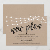 延期になった結婚式　新しい計画　田舎風　発表 招待状 (正面/裏面)