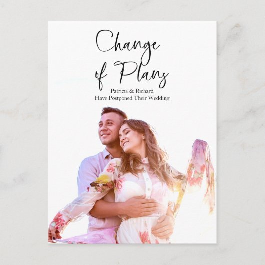 延期になった結婚式 Simple Modern Change Of Plans ポストカード (正面)
