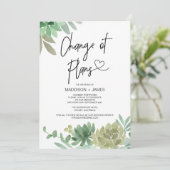 延期のお知らせ ウェディング 計画変更 多肉植物 招待状 (スタンド正面)