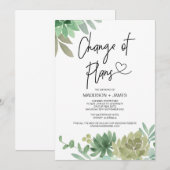 延期のお知らせ ウェディング 計画変更 多肉植物 招待状 (正面/裏面)