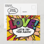 延期のお知らせ ポップアート風コミックブック デザイン 案内ポストカード (正面/裏面)