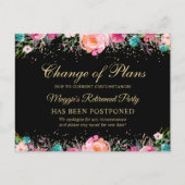 延期のお知らせ 花の退職パーティー ポストカード (正面)