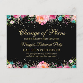 延期のお知らせ 花の退職パーティー ポストカード