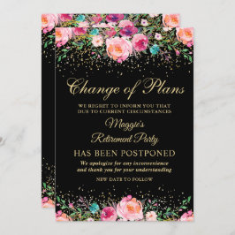 延期のお知らせ 花の退職パーティー 招待状