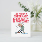 延期のお詫び チェアーズ&ビアーズ パーティー中止のお知らせ ポストカード (スタンド正面)