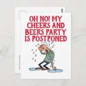 延期のお詫び チェアーズ&ビアーズ パーティー中止のお知らせ ポストカード (正面/裏面)