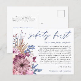 延期のお詫び 安全第一のコロナ対策 フラワーカード 案内ポストカード