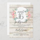 延期のラスティックウッド ボーホー フラワースイート16 招待状 (正面/裏面)