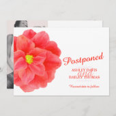 延期の赤い椿の結婚式　キャンセル 案内状 (正面/裏面)