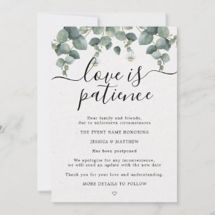 延期または中止の結婚式　ユーカリのデザイン 案内状