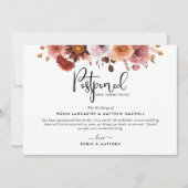 延期イベントのお知らせ、バーガンディ ブラッシュ カード (正面)