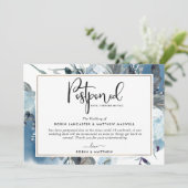 延期イベントのお知らせ ブルーフローラルカード 招待状 (スタンド正面)