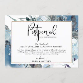 延期イベントのお知らせ ブルーフローラルカード 招待状