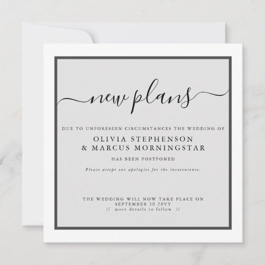 延期イベントのお知らせ 新しい計画 招待状 (正面)