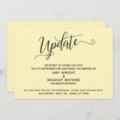 延期エレガントさ結婚れた発淡い色の表(黄) 招待状 (正面/裏面)