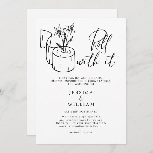 延期モダン日の変更の取消イベント 招待状 (正面/裏面)