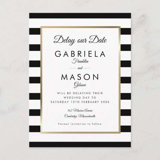 延期モダン日の延期と白黒 ポストカード (正面)