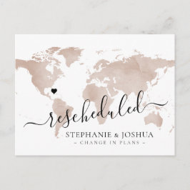 延期先結婚地図の再スケジュール 案内ポストカード