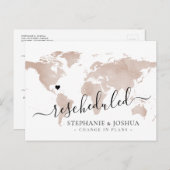 延期先結婚地図の再スケジュール 案内ポストカード (正面/裏面)