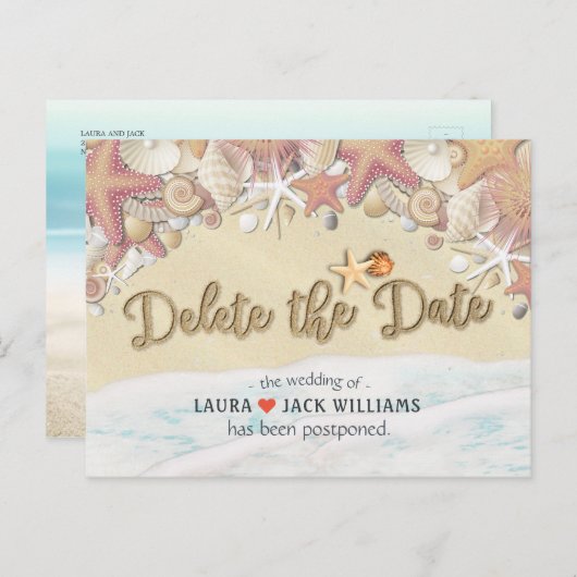 延期夏期結婚ビーチの削除 案内ポストカード (正面/裏面)