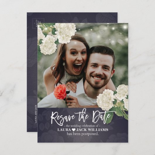 延期延期結婚を再保存 案内ポストカード (正面/裏面)