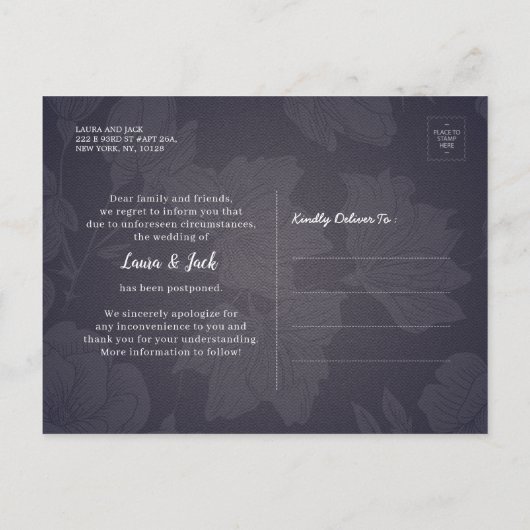 延期延期結婚を再保存 案内ポストカード (裏面)