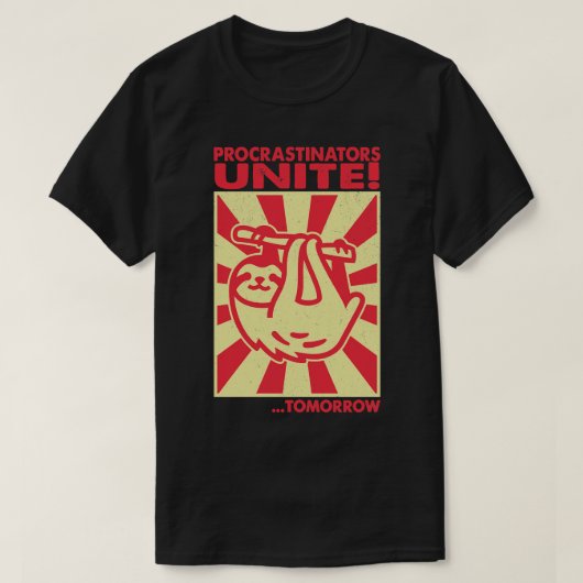 延期推進派、明日集合しよう Tシャツ (デザイン正面)