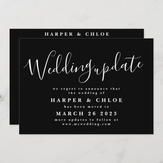 延期日の白黒の更新変更 セーブザデート (正面/裏面)