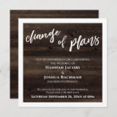 延期木材結婚カード素朴の変更 招待状 (正面/裏面)