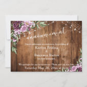 延期発表 ウェディング ライト フラワー ウッド 招待状 (正面)