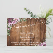 延期発表 ウェディング ライト フラワー ウッド 招待状 (スタンド正面)