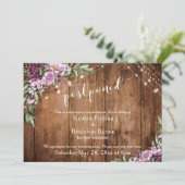 延期発表 ウェディング 木 ライト 花 招待状 (スタンド正面)