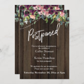 延期発表 ウェディング 木 ライト 花 招待状 (正面/裏面)