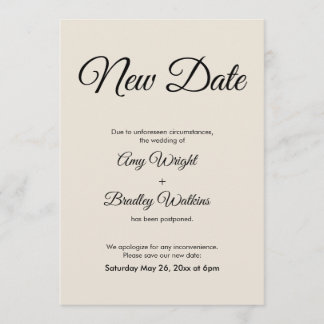 延期発表 クリーム ニューデート ウェディングカード 招待状