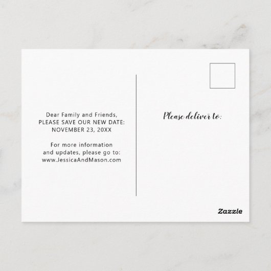 延期結婚されたお知らせの日付の変更 ポストカード (裏面)