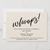 延期結婚さユーモアのあるれた「おっと！」 クリームカード 招待状 (正面)