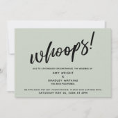 延期結婚さユーモアのあるれた「おっと!」 セージ・カード 招待状 (正面)