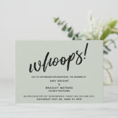 延期結婚さユーモアのあるれた「おっと!」 セージ・カード 招待状 (スタンド正面)