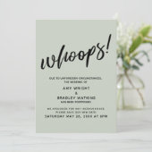 延期結婚さユーモアのあるれた「おっと!」 セージ・カード 招待状 (スタンド正面)