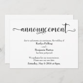 延期結婚のお知らせ（カリグラフィー） 招待状 (正面/裏面)