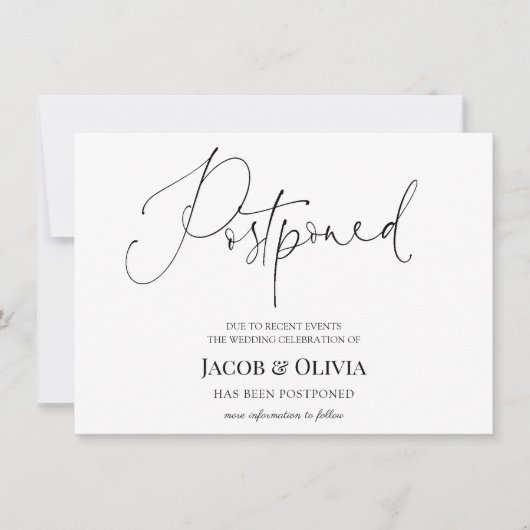 延期結婚のお知らせ 招待状 (正面)