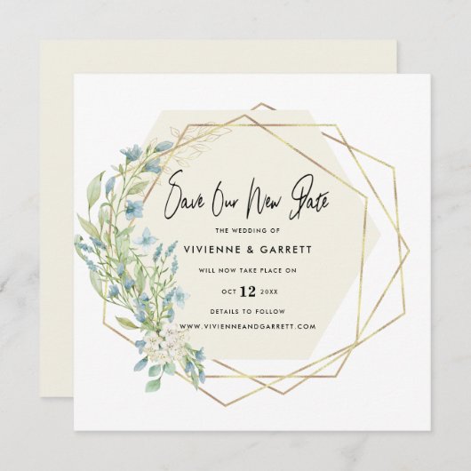 延期結婚の新しい日結婚付 セーブザデート (正面/裏面)