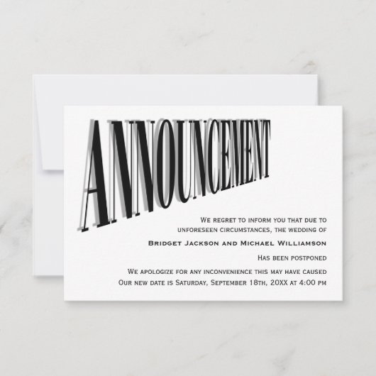 延期結婚の通知 セーブザデート (正面)