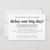 延期結婚の遅れ私たちの大きな日のシンプル情報 招待状 (正面)