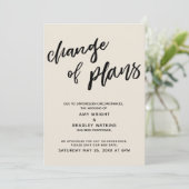 延期結婚の「プランの変更」クリームカード 招待状 (スタンド正面)