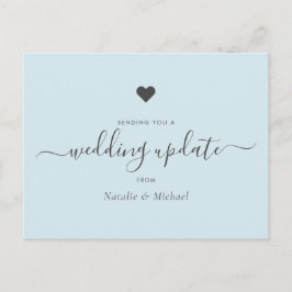 延期結婚報告 上品な手書き風フォント ライトブルー ポストカード