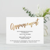 延期結婚式ゴールドタイポグラフィー発表 招待状 (スタンド正面)