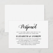 延期結婚式 計画変更 エレガントなスクリプト 案内状 (正面/裏面)